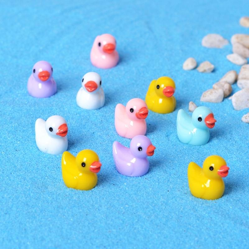 50 Stück Bunte Mini-Harz-Enten Mini-Figuren für Landschaft Mini-Enten Mikro-Feen Gartenlandschaft Puppenhaus Dekorationen