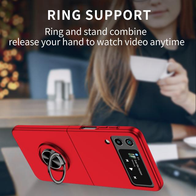 Anti -Knock Ring Holder Fitted Case For Samsung Galaxy Z Flip 4 Flip4 Flip 3 Flip3 5g Zflip4 Anti -Scratch Slim Phone Bag