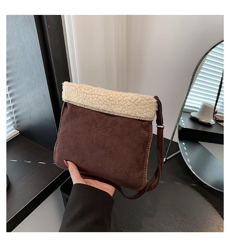 Стильная Современная Корейская Мода Сумка-Ведро Для Женщин Зима 2024 Плюшевая Наплечная Сумка Через Плечо светло-коричневого