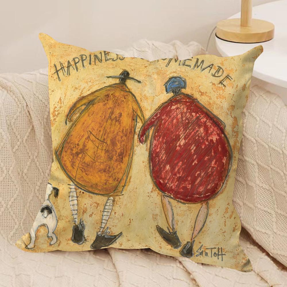 Copricuscino Retro S-Sam Toft Art Peluche Corto Setoso Cerniera Invisibile Antipolvere Federa per Cuscino da Divano per Decorazione Domestica