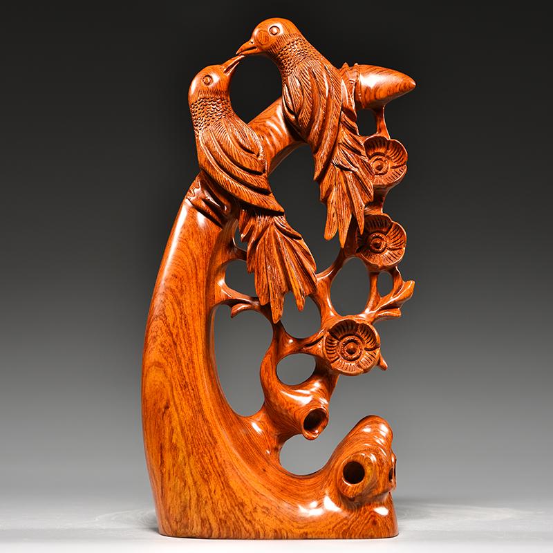 Karin Wood Carved "Five Blessings" Gourd Ornament - Chinese Root Carving Decoration, Ideal for Opening Ceremonies or Housewarming Gifts