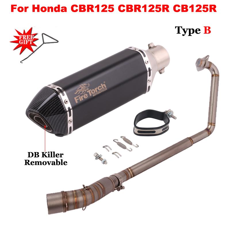Slip On For Honda CBR125 CBR125R CB125R CBR 125 Motorcycle Exhaust System Front Link Pipe Muffler Escape Removable DB Killer