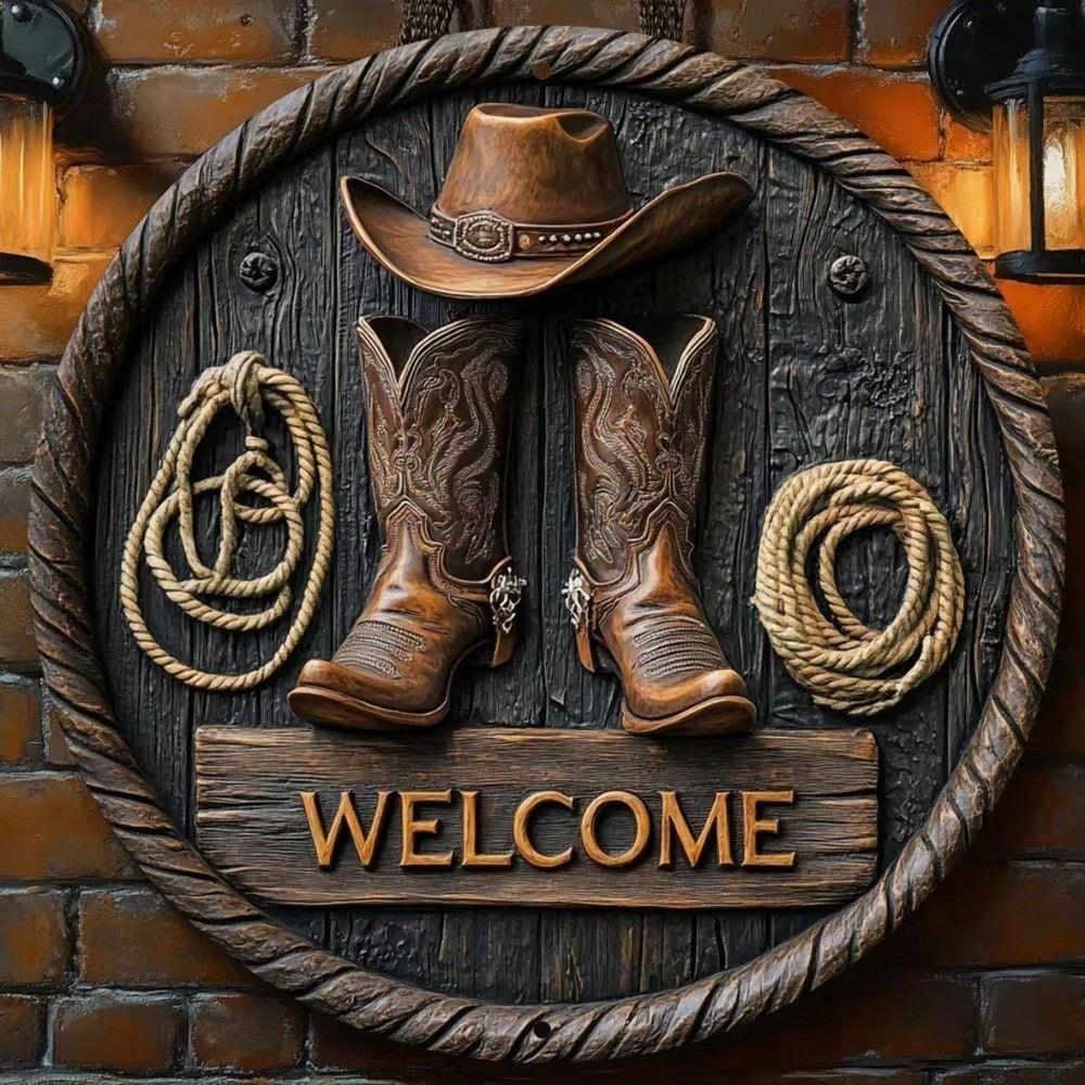 Handmade Metal Tin Plate Wall Art Home Decor 20x20cm Square Painting