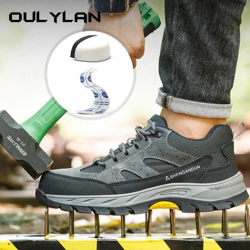 Oulylan Puncture-Proof Labor Footwear Anti Odor Breathable Security Shoes Men Work Sneakers Steel Toe Anti Smashing Safety Boots