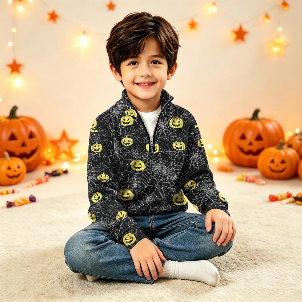 Kids Halloween Print Knit Sweatshirt Pullover Top