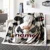 Adorable Cow Plush Toy On A Soft Blanket Lightweight Personalized Blanket Customize Your Name Durable Comfort For Sofa Couch Office Bed Picnics Ideal