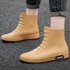 Modische Herren-Regenstiefel, Gummi-Gummistiefel, zum Reinschlüpfen bis zur Mitte der Wade, wasserdichte Arbeitsstiefel, Komfort, rote, rutschfeste Angelschuhe für Herren