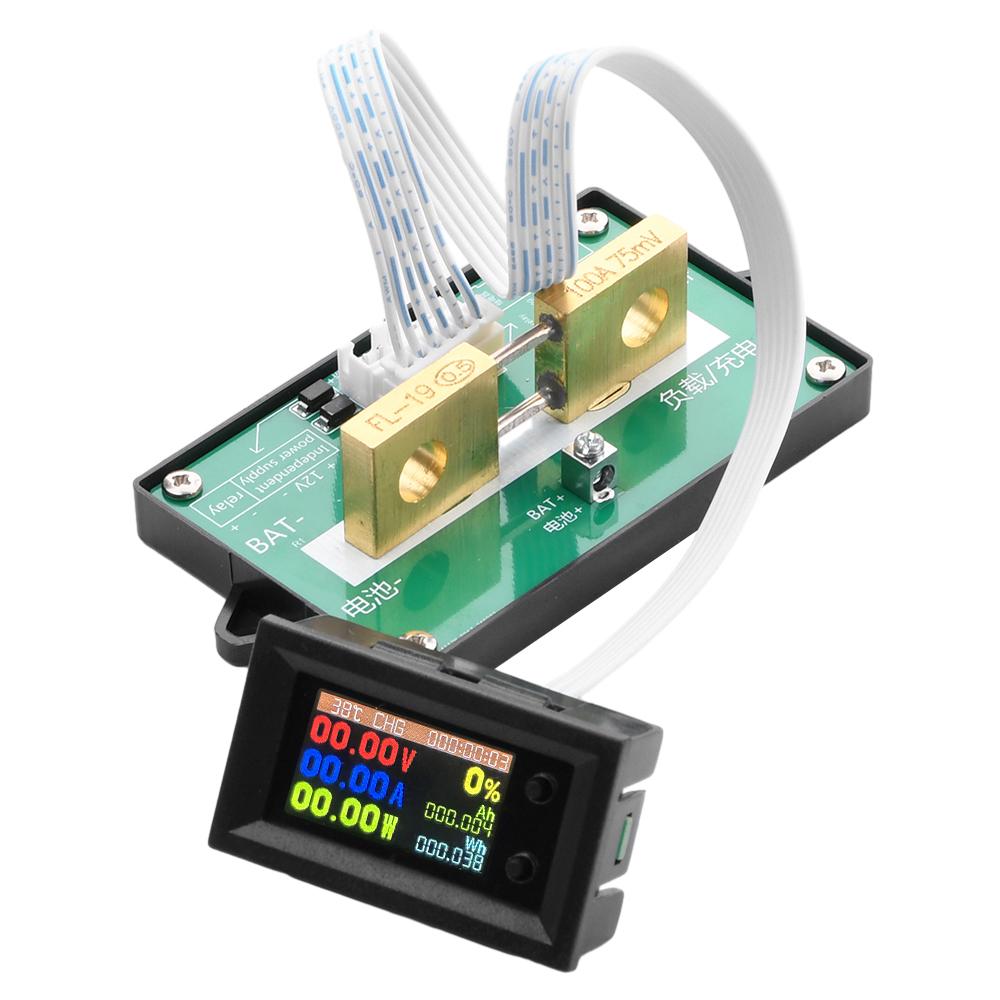 DC7200 9-in-1 Voltmeter, Ammeter and Wattmeter, DC 7–200 V, 1.14-inch LCD Bidirectional Coulometer, Automotive Monitor