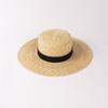 Spring and summer new fashion retro leather webbing flat top straw straw hat outdoor shopping Internet celebrity straw hat tide