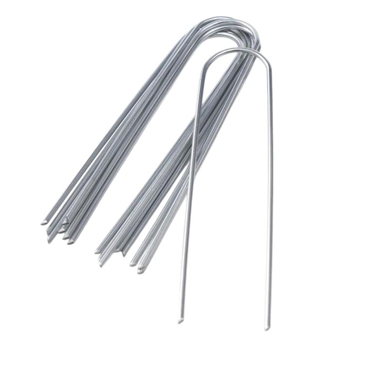 100Pcs Heavy-Duty Fence Tubing Stakes Sod Pins U-Type Garden Staples Galvanized Landscape Spike For Holding Lawns Ground Nail