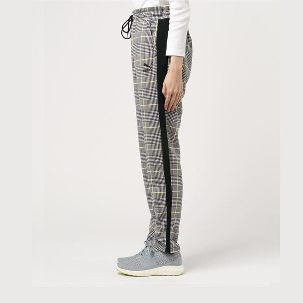 PUMA Plaid Lace-Up Straight-Leg Casual Pants Women Bottoms Black 597894-01