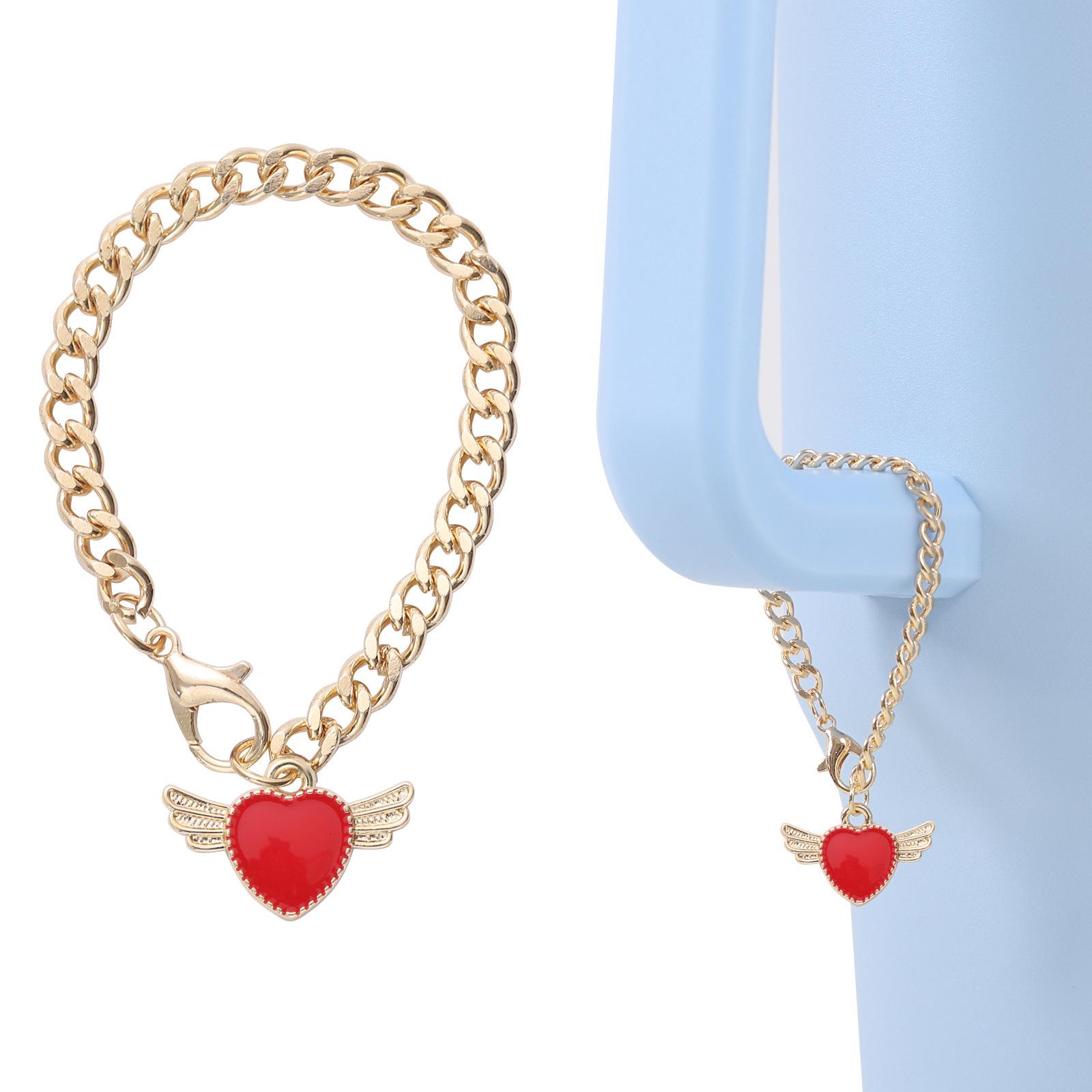 Elegant Angel Wings Heart Cup Chain Pendant Keychain