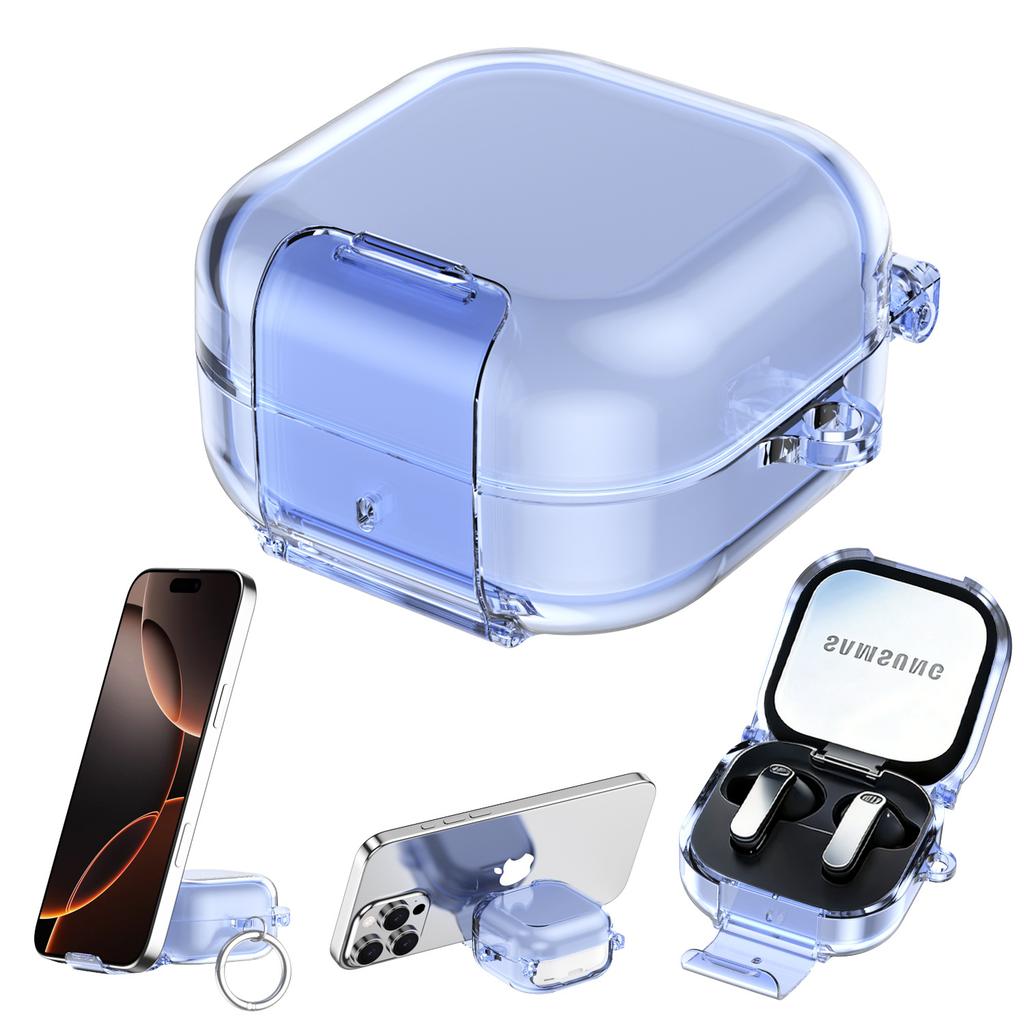 Transparent Candy Security Lock Cover for Samsung Galaxy Buds 4 4 Pro Shockproof Earphone Protective Case with Hidden Bracket
