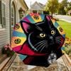 Black Cat with Pentagram Necklace Pop Art Print Umbrella - Auto Open/Closed, Outdoor Travel Accessory, Lightweight and Durable 056