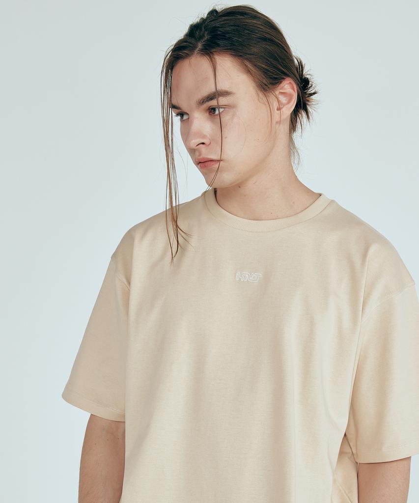 Kinetikeullo Double Stitch Short Sleeve T-Shirt (Beige)