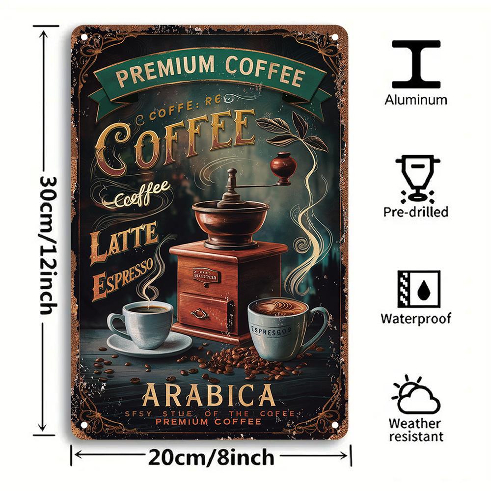 

Vintage Iron Coffee Sign Espresso Beans Decor x Inch Wall Plaque for Office Cafe Living RoomcItalian Caff Design 20x30cm（7.8x11.8inch）
