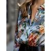 Women's Floral Print Button-Down Long-Sleeve Shirt Casual and Comfortable Suitable for All Seasons
