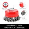 4PCS/6PCS Wire Brush Wheel Cup Brush Set Carbon Steel Wire Brushes for 5/8" 11UNC Angle Grinder Knot Deburring Remove Rust Met