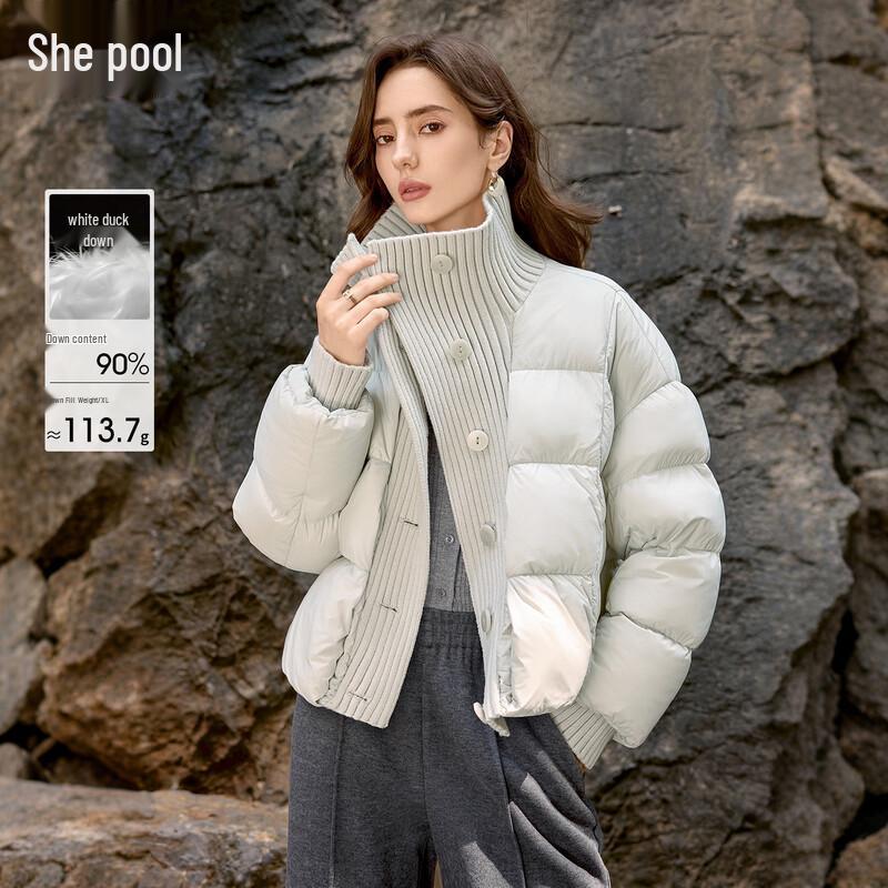 

She Pool Women s 90% Duck Down Knit Patchwork Jacket L