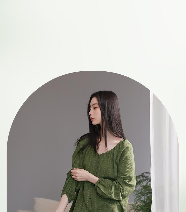 Xuan Liang Pure Cotton Pajama Women's Spring and Autumn Long Sleeve Double Layer Gauze Full Cotton Premium Loose Four Season Home Furnishing Set