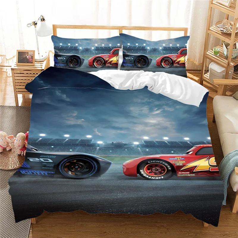 Lightning McQueen Car Duvet Cover Pillowcase Car Bedding Set Adult Boy Girl Bedroom Decoration Birthday Gift Single Double Large