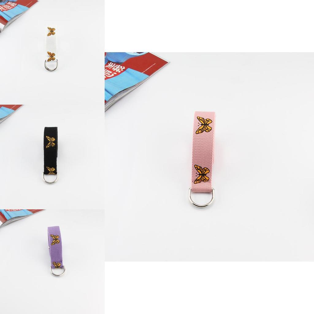 Lässiger Canvas-Hüftgürtel mit Schmetterlingsdruck und Doppelringschließe für Männer und Frauen