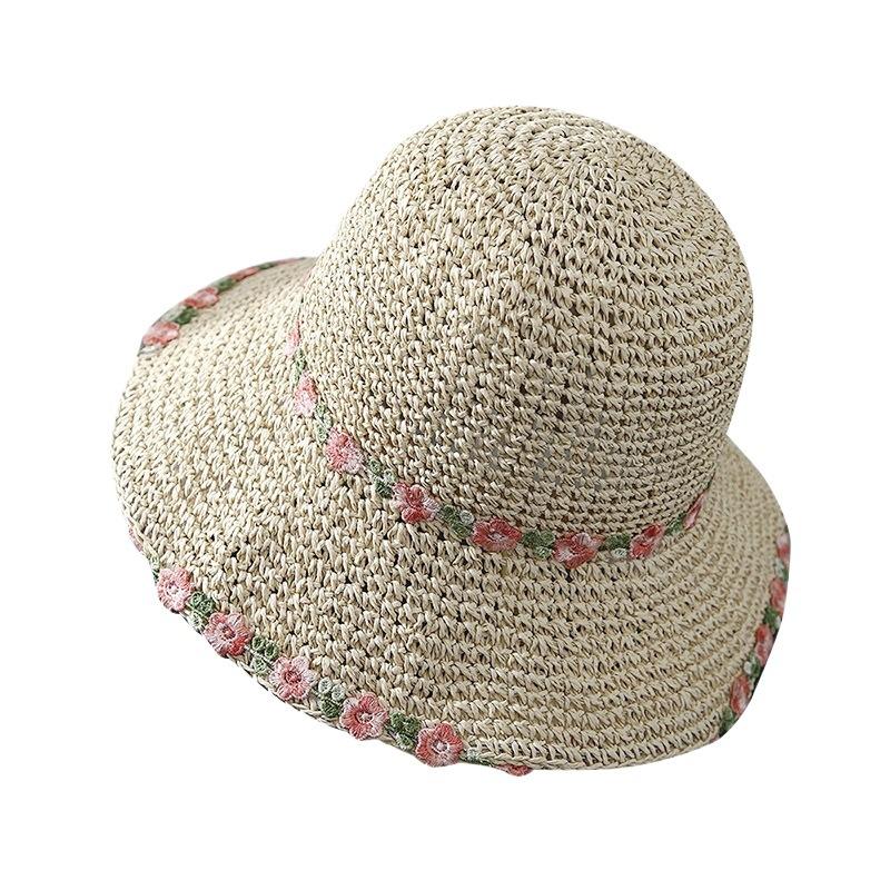 Straw hat Straw hat Women's versatile foldable sun hat Seaside vacation idyllic hand-woven bucket hat Basin hat