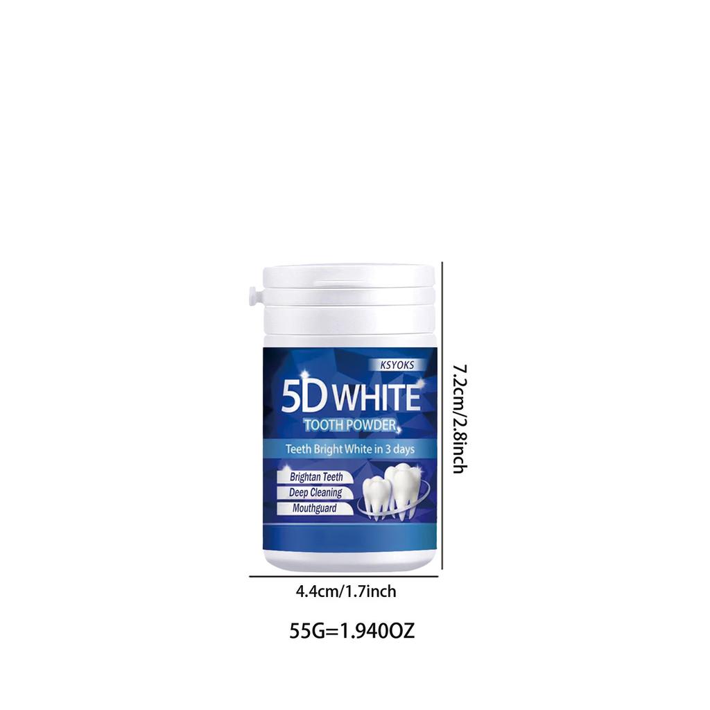 5D bright white tooth powder, deep cleaning, teeth protection, fresh breath, whitening teeth
