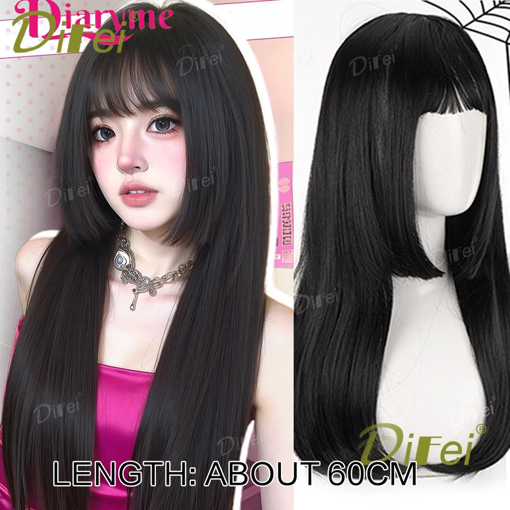 Platinum Blonde Straight Synthetic Cosplay Wig Straight Hair Wig With Straight Bangs Suitable For Women Halloween Christmas Wear