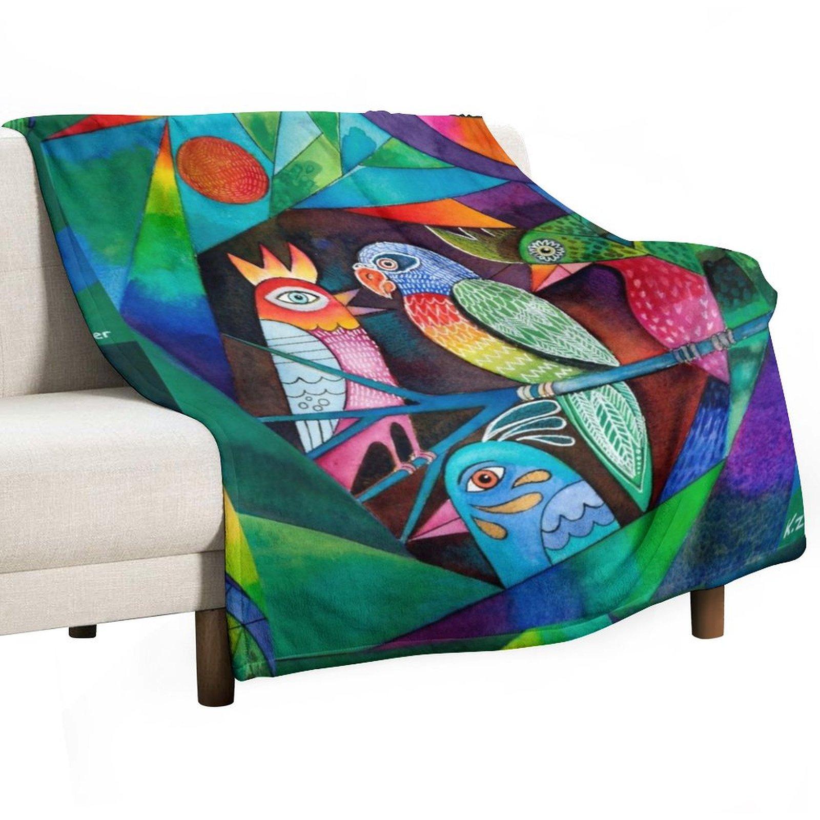 

Feathered Friends Throw Blanket Baby bed plaid Polar Nap Blankets 30x40in