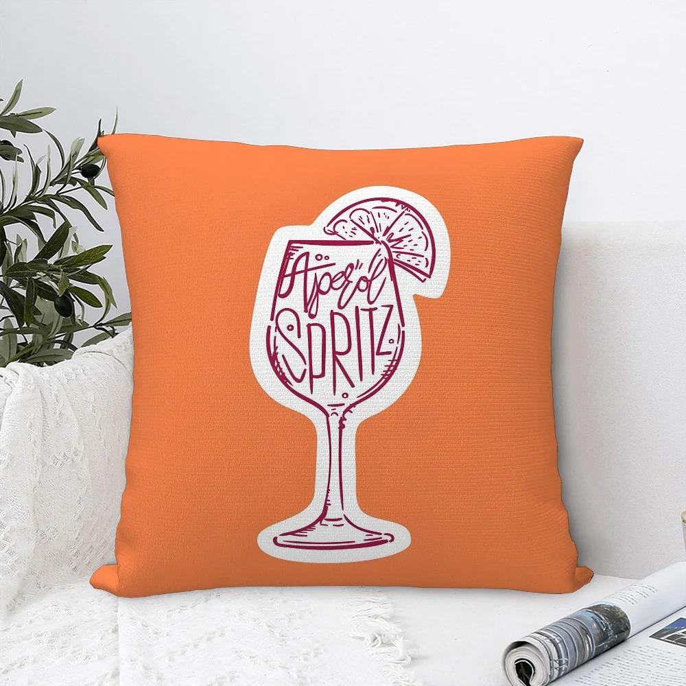Home Decor Aperol Spritz Themed Decorative Pillow Covers Pattern Cushion Cover Suitable For Sofa Bedroom Car Pillow Cover