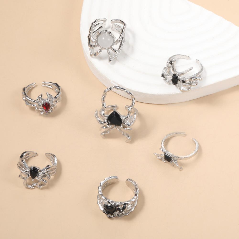 Punk Irregular Spider Open Ring Unisex Hot Girl Fashion 7-piece Ring Set for Women
