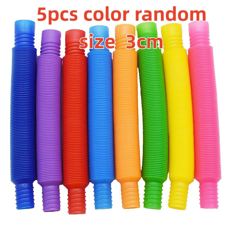 Children And Adults Decompression Toys Soft Tubular Toys Plastic Colored Telescopic Tubes Elastic Stretching Tubes Sensory