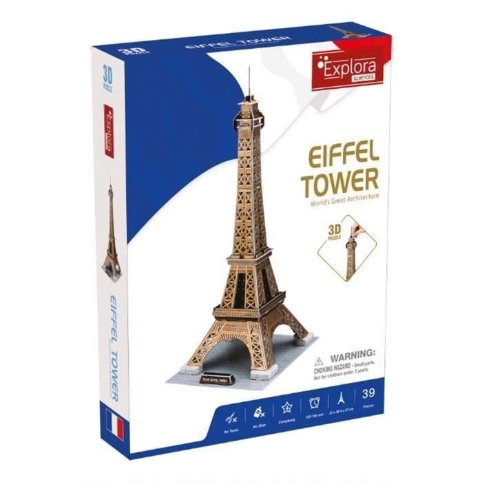 Puzzle 3D - Tour Eiffel - Jeu de construction - EXPLORA - 39 pièces - Dès 5 ans