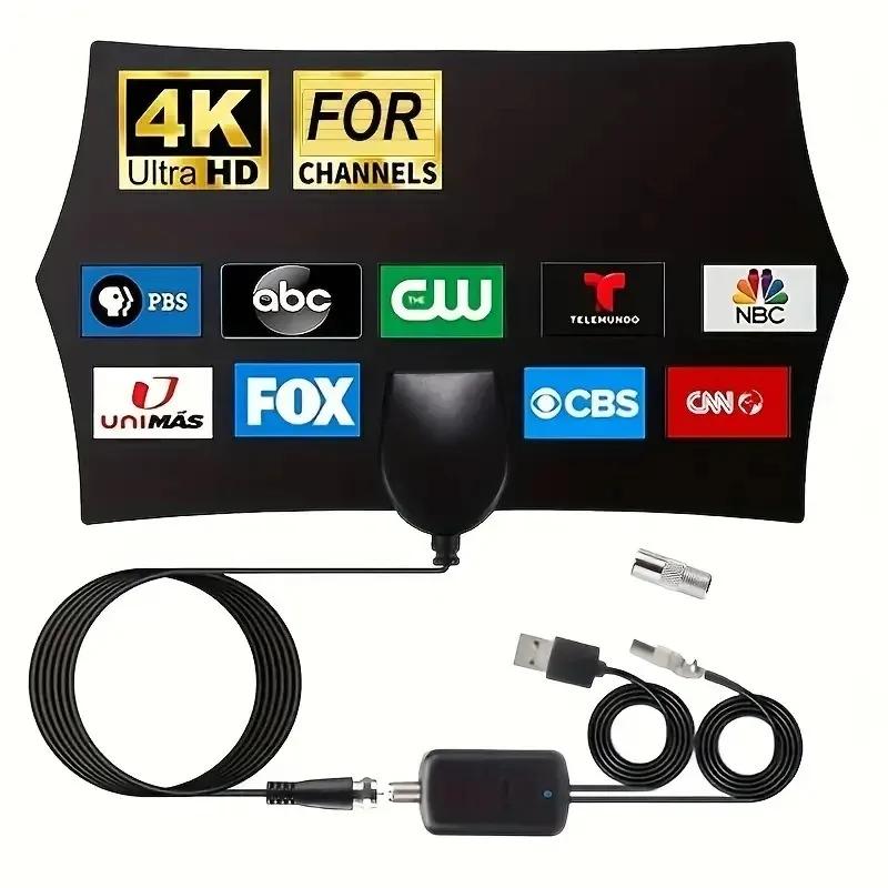 4K 1080P HD Hexagonal TV Antenna - Powerful Signal Amplifier Ultra Clear for Smart/Old TV Long Range Wide Compatibility
