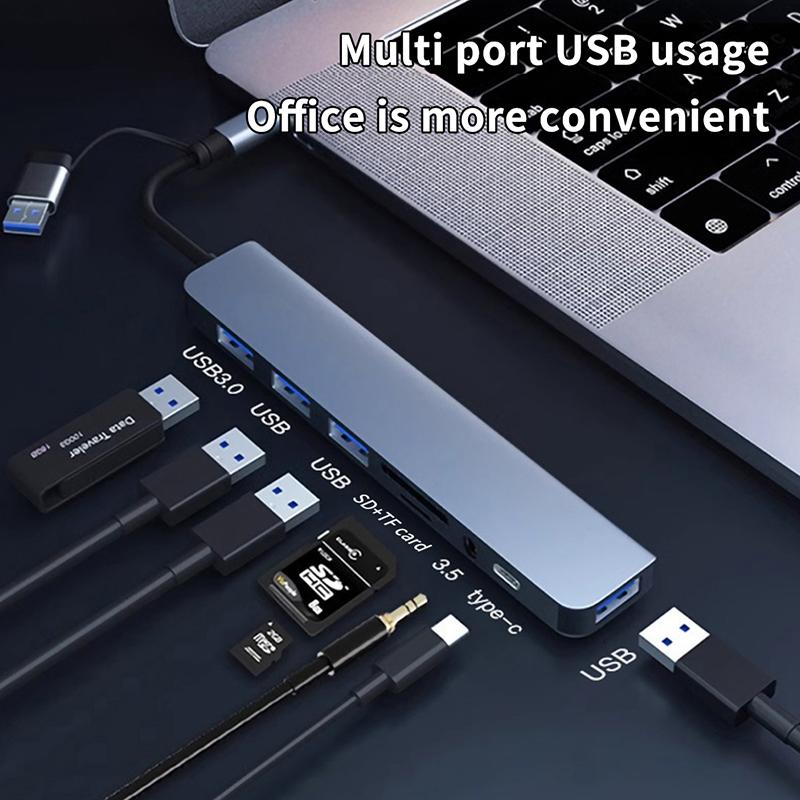 8 In 1 Usb Type C Hub Docking Station With 3.5Mm Audio Jack Adapter Micro Tf Sd Card Reader For Macbook Laptops Tablet Phone