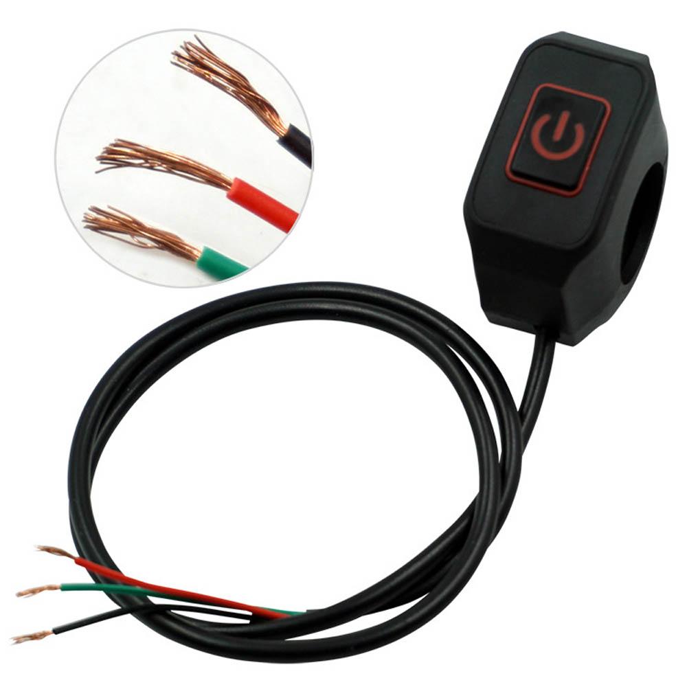 22mm 7/8'' Motorcycle Momentry Buttton Handlebar Switch For Electric Star Kill Waterproof Control Switch Button With LED Light