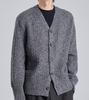 Button Seoul Wool Blend Textured Knit Cardigan (Charcoal)