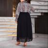 Autumn Leopard Print Plus Size Women's Dress - Retro, Flattering & Fashionable Design