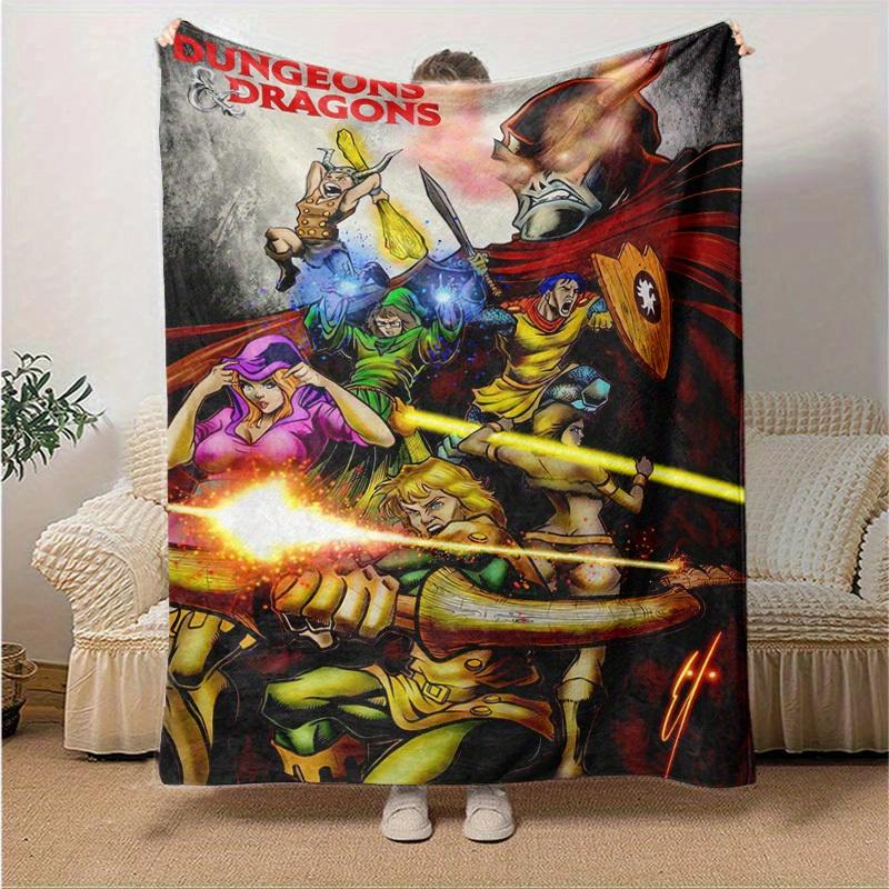 

1pc Dungeons & Dragons: A Magical Home Decor Gift, Cozy Flannel Blanket for Bedroom, Living Room, Travel, Camping, Car, Beach, Office Naps, Perfect as 130x150cm