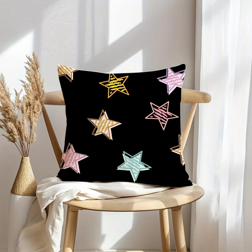 Abstract Star Art Cushion Cover Soft Plush Throw Pillow Cover | Double-Sided Decorative Cushion Case | Sofa Bedroom Home Decor