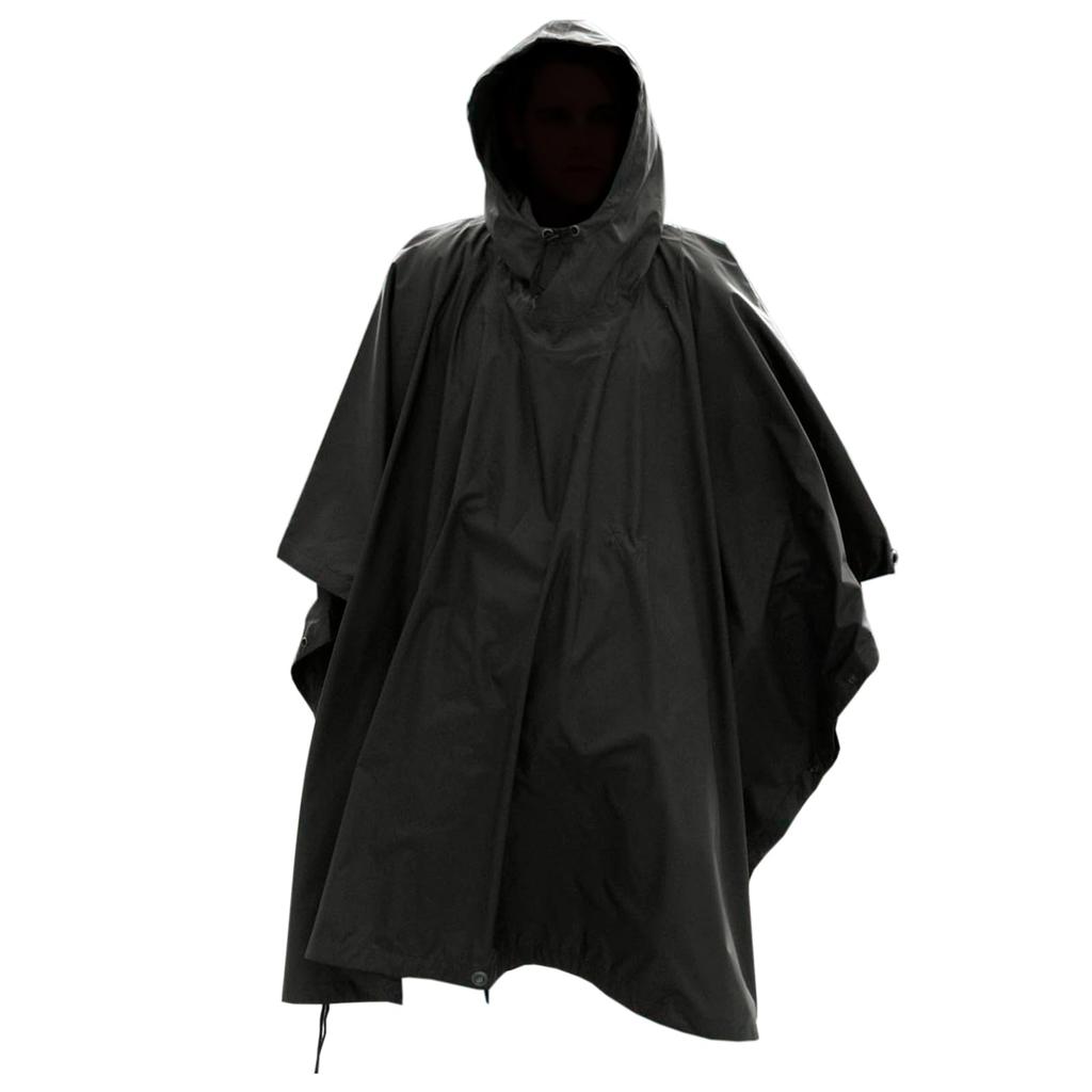 Rain Poncho Black Ripstop Fabric US Military Style MIL-TEC - - -