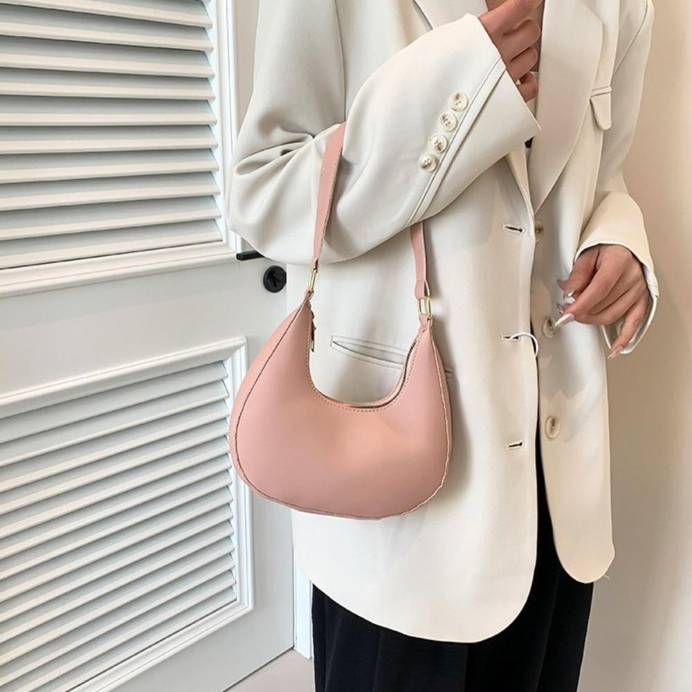 Shoulder Pouch PU Shoulder Bag Korean Style Hobo Bag Fashion Crescent Moon Underarm Bag  Travel