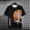 Samurai Cat Men's Clothing T-shirt Top 3D Printed Men's T-shirt