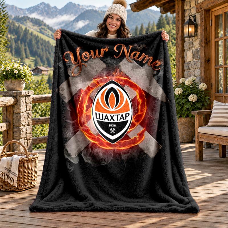FC Shakhtar Donetsk Custom Name Flannel Blanket Personalized Soft Warm Plush Throw Blanket Customized Gift for Family Friends