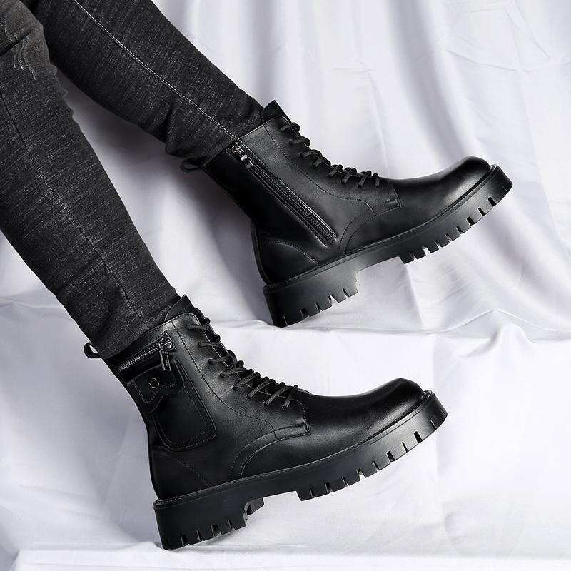 Fashion Luxury Brand Genuine Leather Men Boots High-quality British Style Thick Soled Comfortable Boot Fashionable Big Toe Leather Boots