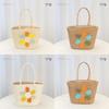 Simple Flower Color Blocked Pattern Women Large Capacity Woven Tote Bag For Summer Casual Use