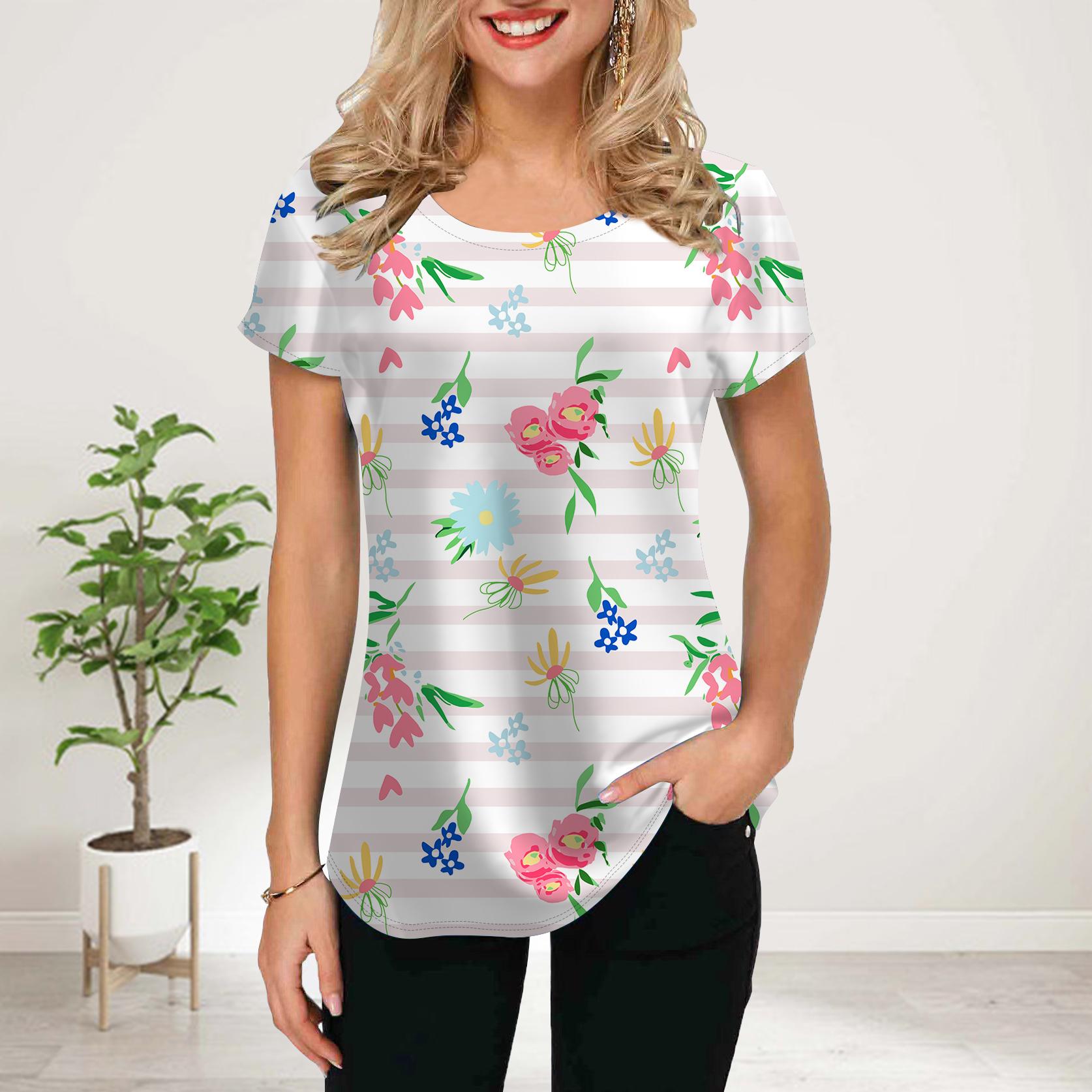 Женская летняя футболка с принтом розовых и ярких роз