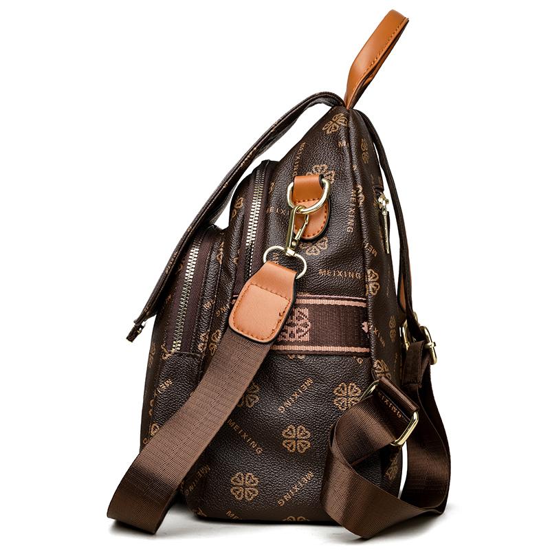 Multi-Function Backpack Women's Large Capacity Schoolbag Print Shoulder Crossbody Bag Travel Backpack