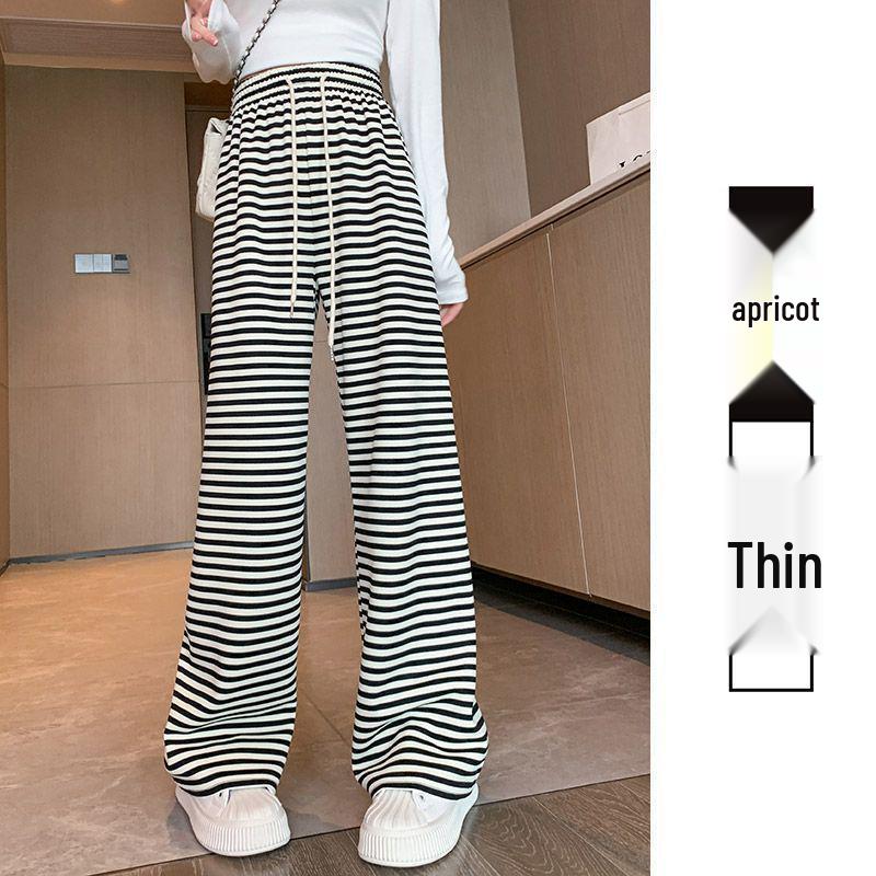 

Women s Plus Size Velvet Striped Wide-Leg Pants - High-Waisted, Winter, Slimming, Flaw Concealing Large (110-135 lbs)